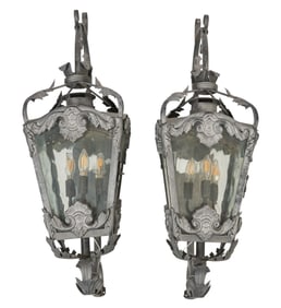 Pair of Ornate Metal Sconces