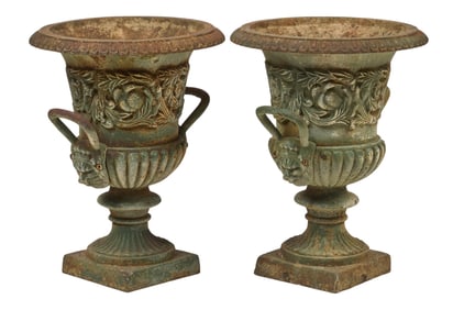 Pair of Vintage Cast Iron Planters