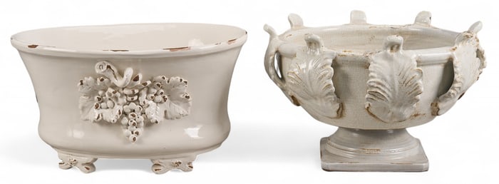 (2) Decorative White Porcelain Ceramic Vessels