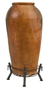 Monumental Ceramic Vase on Metal Stand
