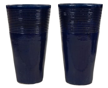 Pair of Large Glazed Ceramic Vases