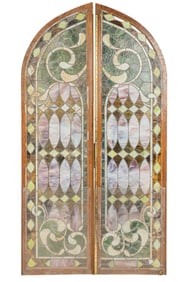 Pair of Monumental Stained Glass Windows