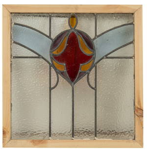 Stained Glass Window: Stained glass window in wooden frame height 23 in. x width 22 in. x depth 1.5 in.&nbsp;