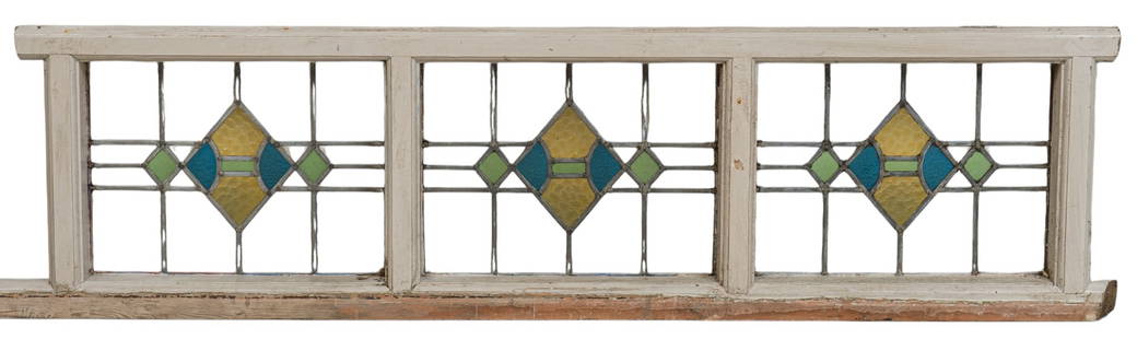 Stained Glass Window: Stained glass window with three panels height 75 in. x width 18 in. x depth 4 in. 