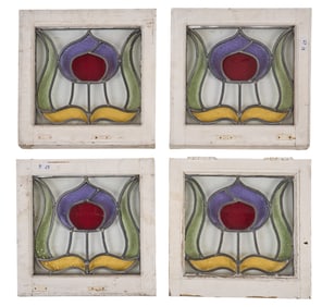 Set of (4) Stained Glass Windows