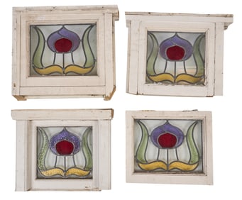 Set of (4) Stained Glass Windows