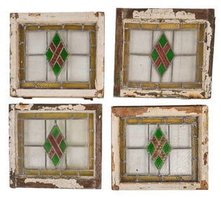 Set of (4) Stained Glass Windows