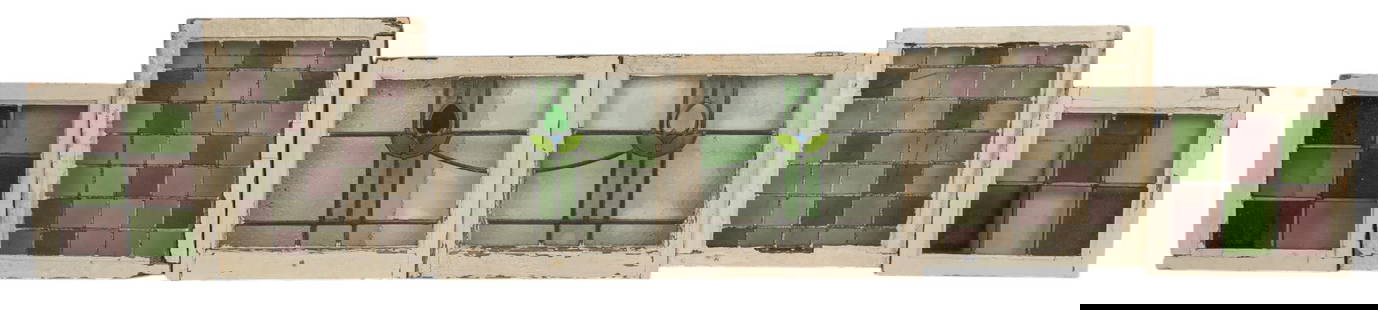 (6) Stained Glass Windows: Seven stained glass windows in wooden frames height 22 in. x width 20 in. x depth 2 in. / largest