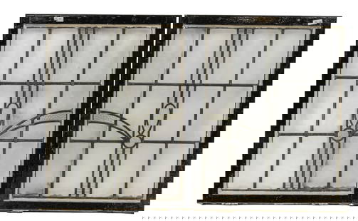 Pair of Stained Glass Windows: Pair of stained glass windows height 32 in. x width 25 in. x depth 3 in.&nbsp;&nbsp;