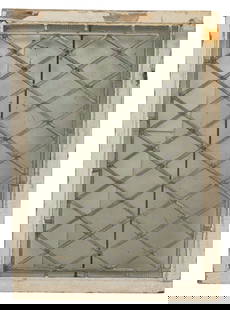 Leaded Glass Window: Leaded glass window in wooden frame height 37.5 in. x width 27 in. x depth 2 in. 