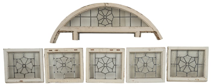 Set of (6) Leaded Glass Windows