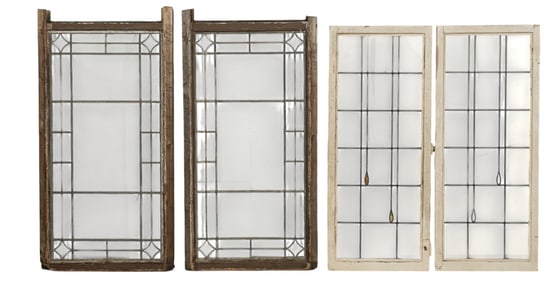 Set of (4) Leaded Glass Windows