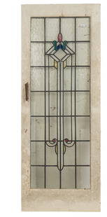 Architectural Door: Architectural door with leaded glass window height 77 in. x width 32 in. x depth 1.5 in.