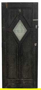 Architectural Door: Architectural door with diamond shaped leaded glass window height 77 in. x width 33 in. x depth 2 in.