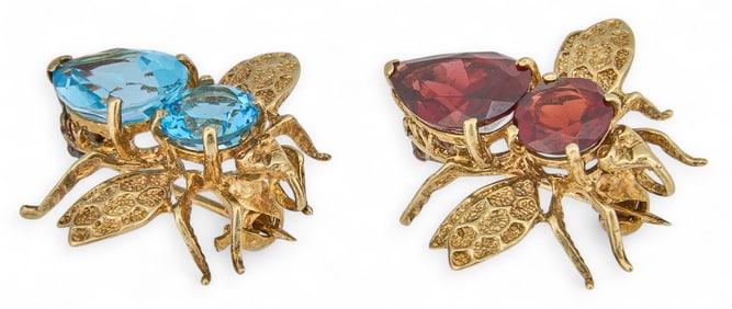 (2) 14K Bee Brooches