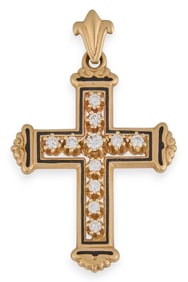 14K Diamond Cross Pendant