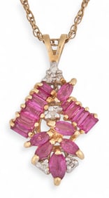 14K Diamond and Ruby Pendant Necklace