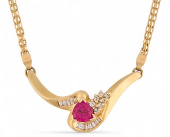14K Ruby and Diamond Necklace