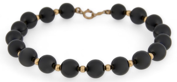 14K Lapis and Gold Bead Bracelet