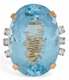 14K Blue Topaz and Diamond Ring