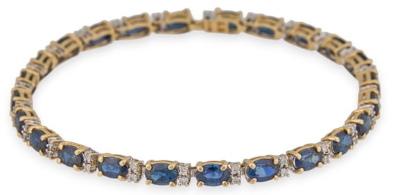 14K Sapphire and Diamond Tennis Bracelet