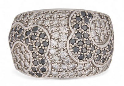 14K White Gold Pave Diamond Ring
