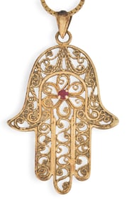 14K Hand Shaped Pendant Necklace