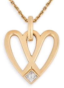 18K James Avery Diamond Heart Pendant Necklace
