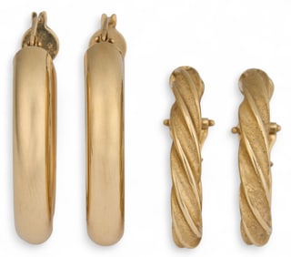 (2) Italian 14K Pairs of Hoop Earrings