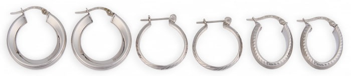 (3) Pairs of 14K White Gold Hoop Earrings