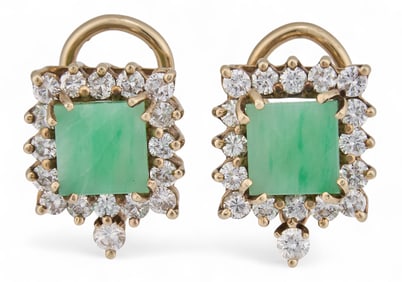 14K Jade and Diamond Earrings