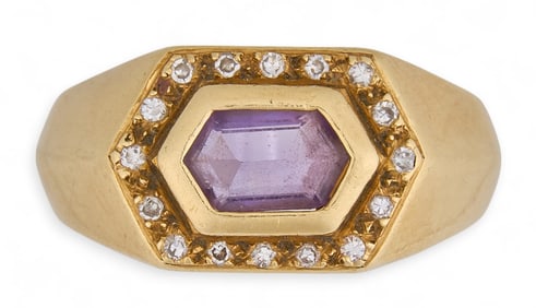 18K Amethyst and Diamond Ring