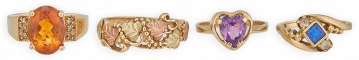 (4) 10K Gemstone Rings