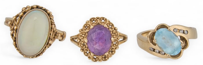 (3) 14K Gemstone Rings