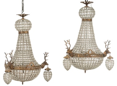 Pair of Empire Style Beaded Chandelier