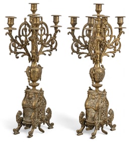 Pair of Ornate Gilt Candelabras