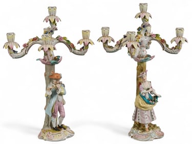 Pair of German Porcelain Candelabra
