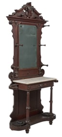 Victorian Hall Tree with Marble Top