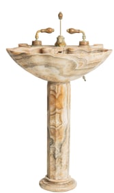 Sherle Wagner Onyx Sink with Brass Fixtures