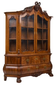 Rococo Style Carved Bookcase Cabinet