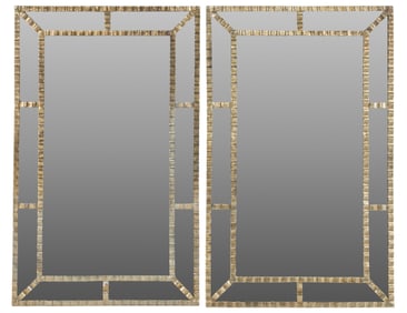 Pair of Wisteria Silver Ribbon Mirrors