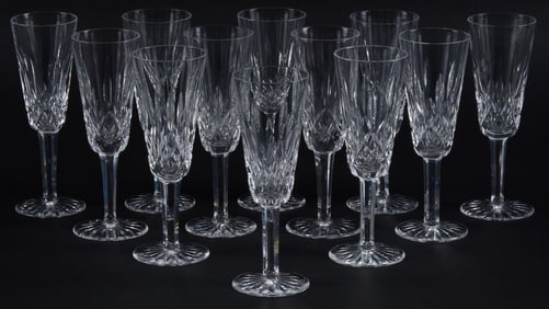 (12) Waterford Crystal "Lismore" Champagne Flutes