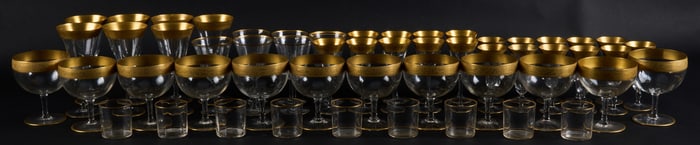 Collection of Tiffin-Franciscan Gold-Rimmed Glassware
