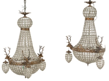 Pair of Empire Style Beaded Chandelier