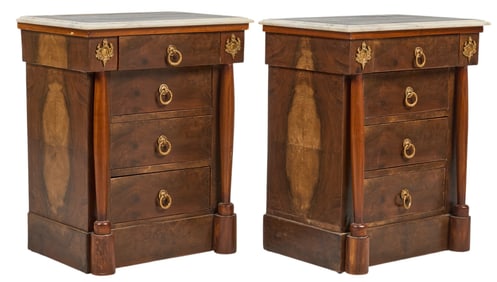 Pair of Marble Top Chest of Drawers