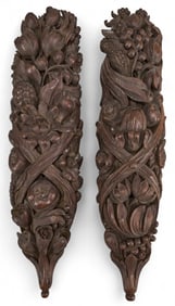 Pair of Maitland Smith Carved Wood Wall Sconces