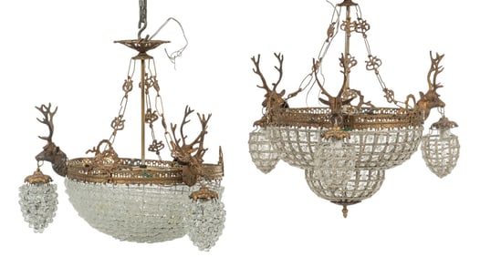 Pair of Empire Style Beaded Chandelier