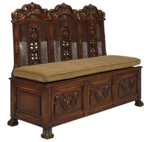 Ornately Carved Hallway Bench