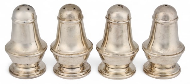 (4) Weighted English Sterling Silver Salt and Pepper Shakers