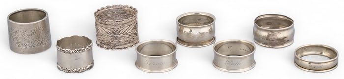 (8) Assorted Sterling Silver Napkin Rings